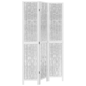 vidaXL Cloison de séparation 3 panneaux blanc bois de paulownia massif