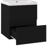 vidaXL Armoire d'évier avec lavabo intégré Noir Aggloméré