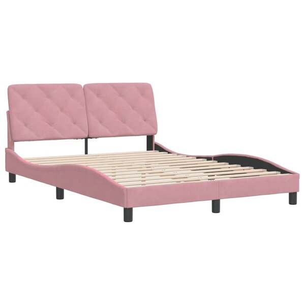 vidaXL Cadre de lit avec tête de lit Rose 140x200 cm Velours