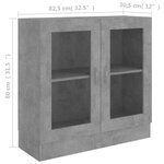 vidaXL Armoire à vitrine Gris béton 82 5x30 5x80 cm Bois d'ingénierie