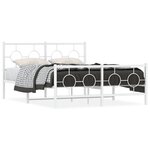 vidaXL Cadre de lit métal avec tête de lit/pied de lit blanc 135x190cm