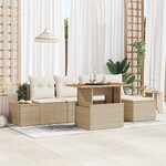 Ensemble de Canapés de Jardin vidaXL 6 Pièces avec Coussins Beige Rattan Poly