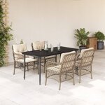 vidaXL Ensemble à manger de jardin avec coussins 5Pièces Beige poly rotin