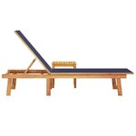 vidaXL Chaise longue et table bleu bois d'acacia solide et textilène