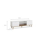 Meuble TV scandinave GÖTEBORG - Blanc - 2 Portes - 160 x 40 x 50 cm