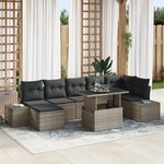 vidaXL Ensemble de canapés de jardin 8 pièces avec coussins Gris en poly rattan