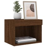 vidaXL Tables de chevet murales avec lumières LED 2 Pièces chêne marron