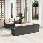 vidaXL Ensemble de Canapés de Jardin 8 Pièces avec Coussins Rattan Poly Noir