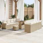 Ensemble canapé jardin 11 pièces avec coussins beige poly rattan acacia