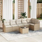 Ensemble de 7 canapés de jardin vidaXL avec coussins en poly rotin brun