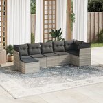 vidaXL Salon de jardin avec coussins 7 Pièces gris clair résine tressée