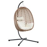 vidaXL Panier de chaise œuf suspendue avec support en café Poly Rattan