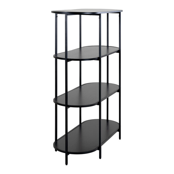Étagère noire ovale à 4 étage avec cadre noir 85 x 36 x 111 cm