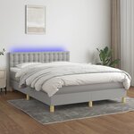 vidaXL Sommier à lattes de lit et matelas et LED Gris clair 140x200 cm