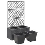 vidaXL Lit surélevé treillis 2 pots 58x30x107 cm Résine tressée Marron