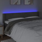 vidaXL Tête de lit à LED Gris foncé 163x16x78/88 cm Velours