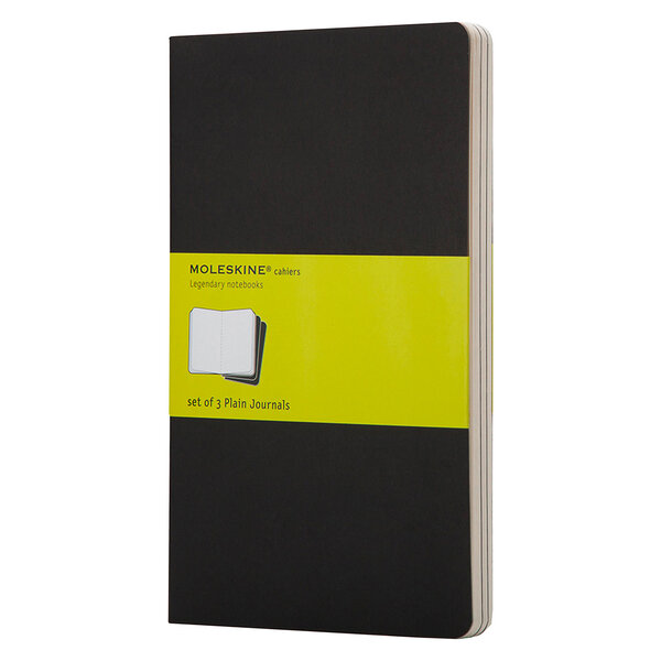 Set de 3 cahiers moleskine noir 13 x 21 cm ivoire sans quadrillage 80 pages