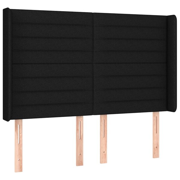 vidaXL Tête de lit avec oreilles Noir 147x16x118/128 cm Tissu