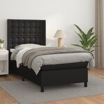 vidaXL Sommier à lattes de lit avec matelas Noir 90x190 cm Similicuir