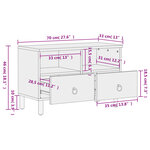 vidaXL Meuble TV 70x33x46 cm Bois massif de manguier