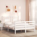 vidaXL Cadre de lit sans matelas blanc 140x190 cm bois massif