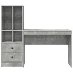 vidaXL Bureau avec rangement Gris béton Bois composite