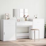 vidaXL Ensemble de coiffeuse 4 Pièces blanc bois d'ingénierie