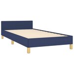 vidaXL Cadre de lit avec tête de lit sans matelas bleu 100x200cm tissu