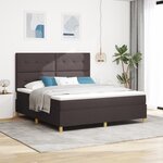 vidaXL Lit avec sommier à ressort et matelas marron foncé super king en tissu