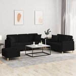 vidaXL Ensemble de canapés 3 Pièces avec coussins noir tissu
