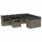 vidaXL Salon de jardin avec coussins 10 Pièces gris résine tressée