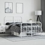 vidaXL Cadre de lit métal sans matelas et pied de lit blanc 120x190 cm