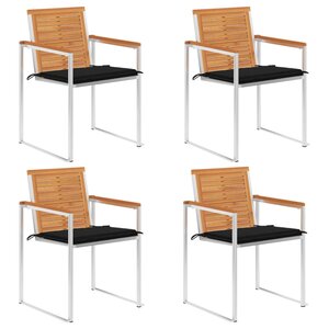 vidaXL Chaises de jardin 4 Pièces avec coussins Bois d'acacia massif