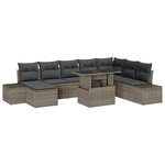 vidaXL Ensemble de canapé de jardin 9 pièces avec coussins en poly rattan gris