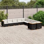 vidaXL Salon de jardin 10 Pièces avec coussins noir résine tressée