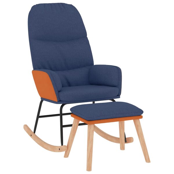 vidaXL Chaise à bascule avec repose-pied Bleu Tissu