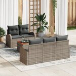 vidaXL Ensemble de canapé de jardin de 6 pièces avec coussins Gris Poly Rotin Acacia