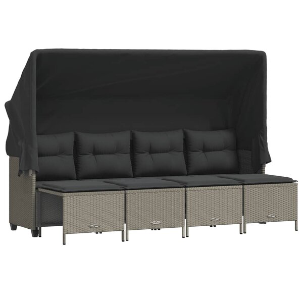 vidaXL Salon de jardin 5 Pièces avec coussins gris clair résine tressée