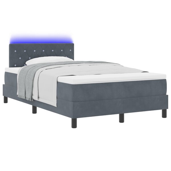 vidaXL Lit avec sommier et Matelas & LED Gris foncé 120x190 cm Velours