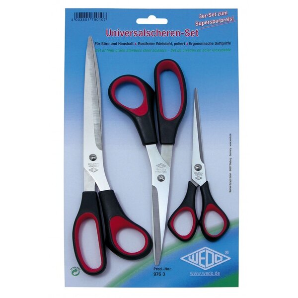 WEDO Kit de ciseaux universels  3 pièces  160 / 210 / 255 mm