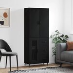 vidaXL Buffet haut Noir 69 5x34x180 cm Bois d'ingénierie