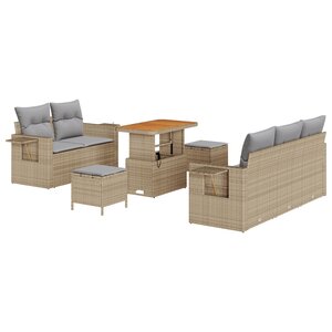 vidaXL Ensemble de Canapés de Jardin de 8 pièces avec Coussins Beige