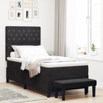 vidaXL Lit Box Spring avec Matelas & Banc Noir 100x200 cm Velours