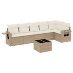 vidaXL Salon de jardin avec coussins 7 Pièces beige résine tressée