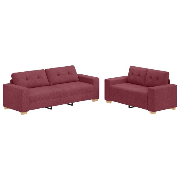 vidaXL Ensemble de Canapés 2 Pièces avec Coussins Rouge Vin Tissu