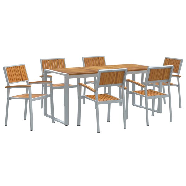 vidaXL Ensemble de salle à manger de jardin 7 pièces en bois solide d'acacia et métal