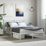 vidaXL Cadre de lit métal sans matelas et tête de lit blanc 140x190 cm