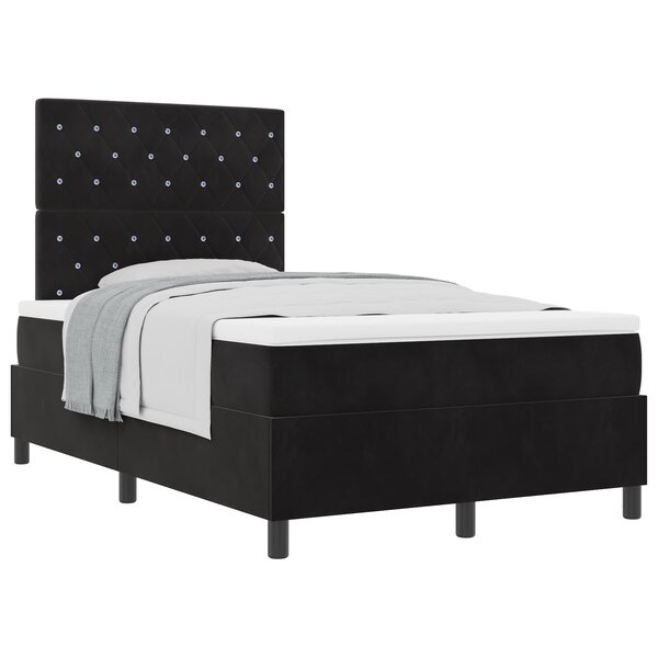 Lit à ressorts vidaXL avec matelas Noir 120x200 cm Velours