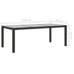 vidaXL Table de jardin Marron 190x90x75 cm Verre trempé/résine tressée