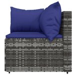 vidaXL Salon de jardin 4 Pièces avec coussins Gris Résine tressée